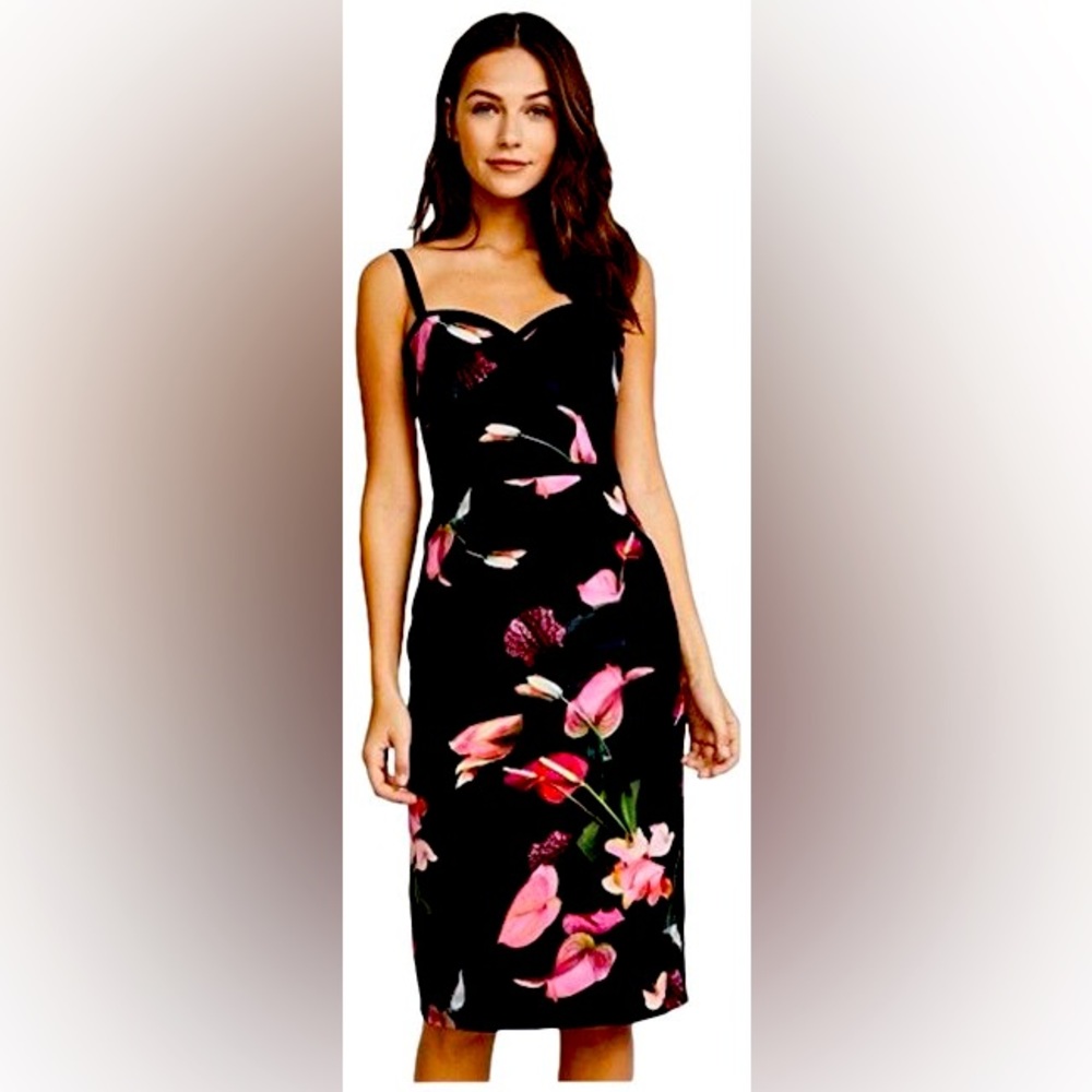 Black Halo Daria Pink Floral Corset Dress. Size 14. EUC!